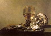 Pieter Claesz Still Life with Wine Glass and Silver Bowl oil painting reproduction